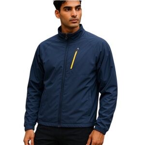 RLX Men’s Windbreaker Navy Blue Mock Neck Logo L EUC